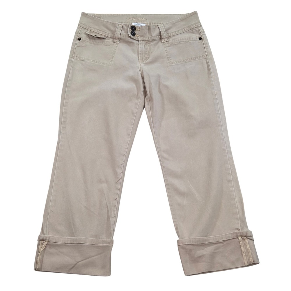 Jordache Light Beige Capri Pants with Fold Cuffs